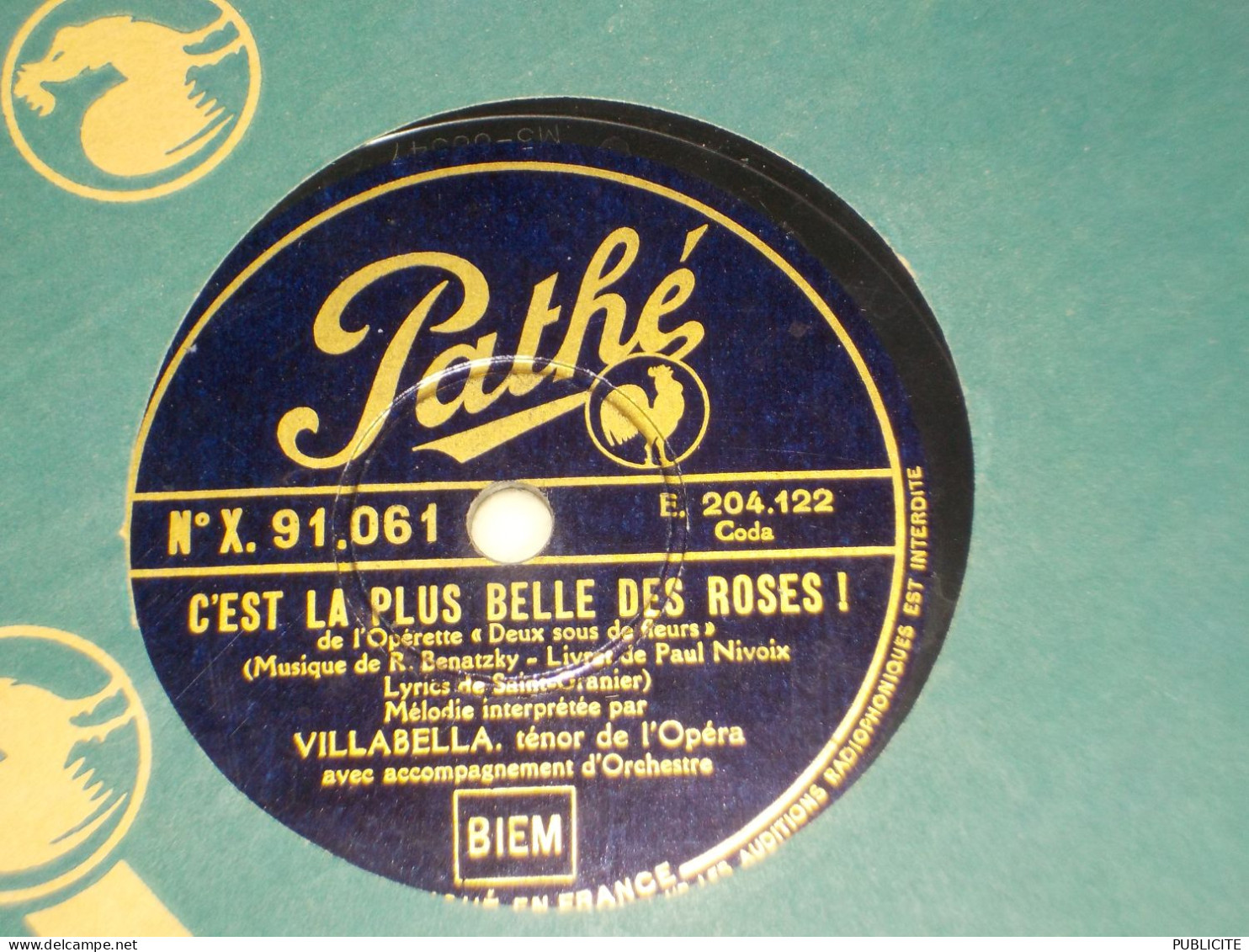 DISQUE 78 TOURS TENOR VILLABELLA 1933 - 78 T - Grammofoonplaten