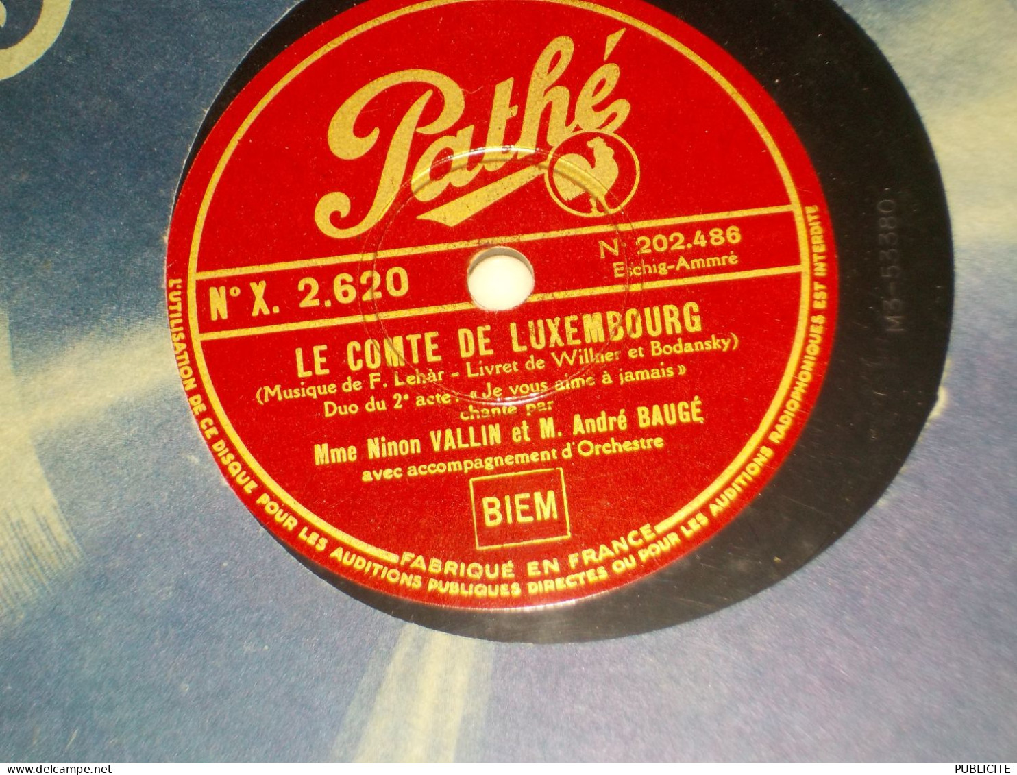 DISQUE 78 TOURS DUO CHANTE NINON VALLIN ET ANDRE BAUGE 1930 - 78 T - Grammofoonplaten