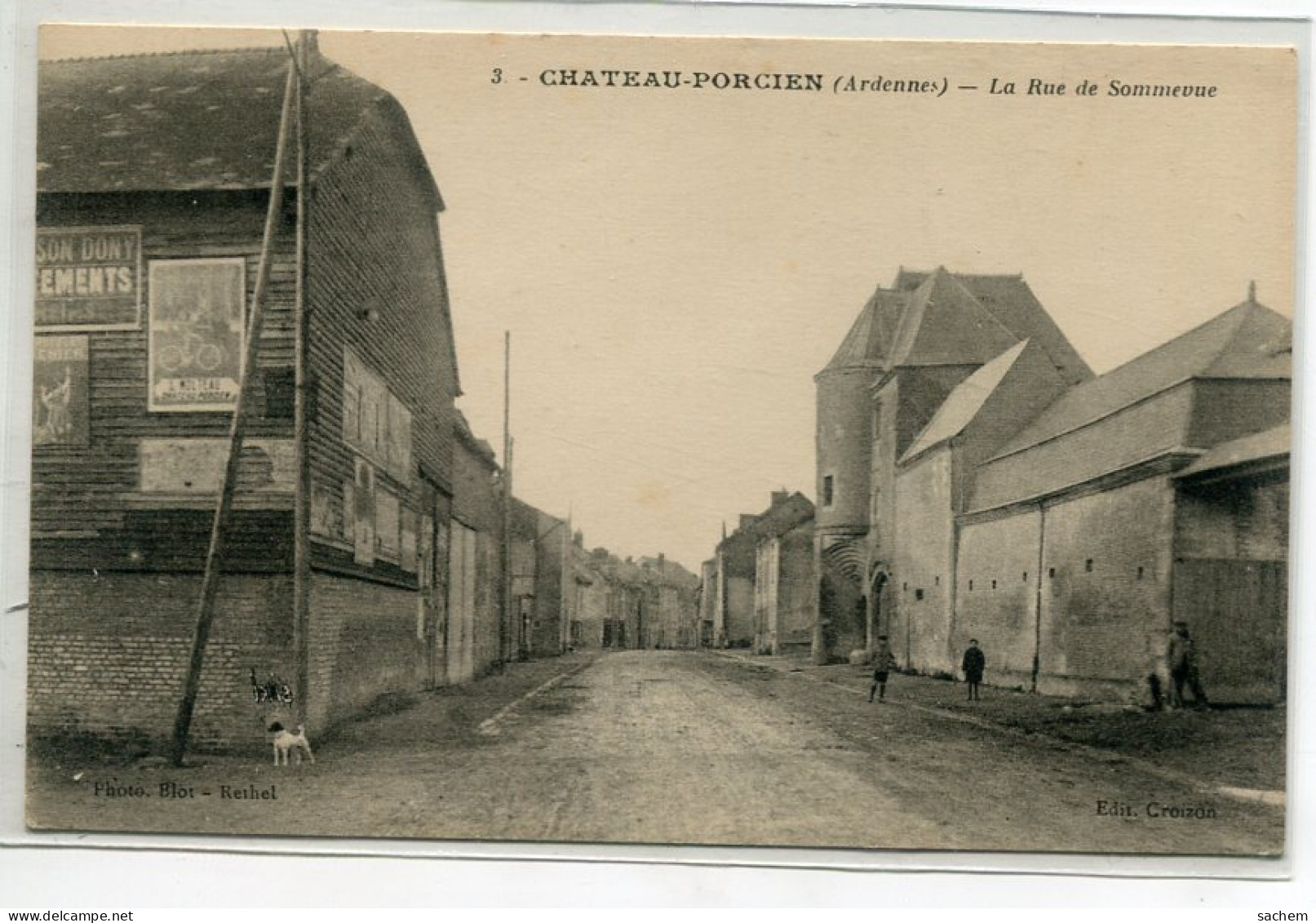 08 CHATEAU PORCIEN La Rue Sommevue Affiches Publicités Mur Maison 1910 Edit Croizon Photo Blot    D03 2023 - Chateau Porcien