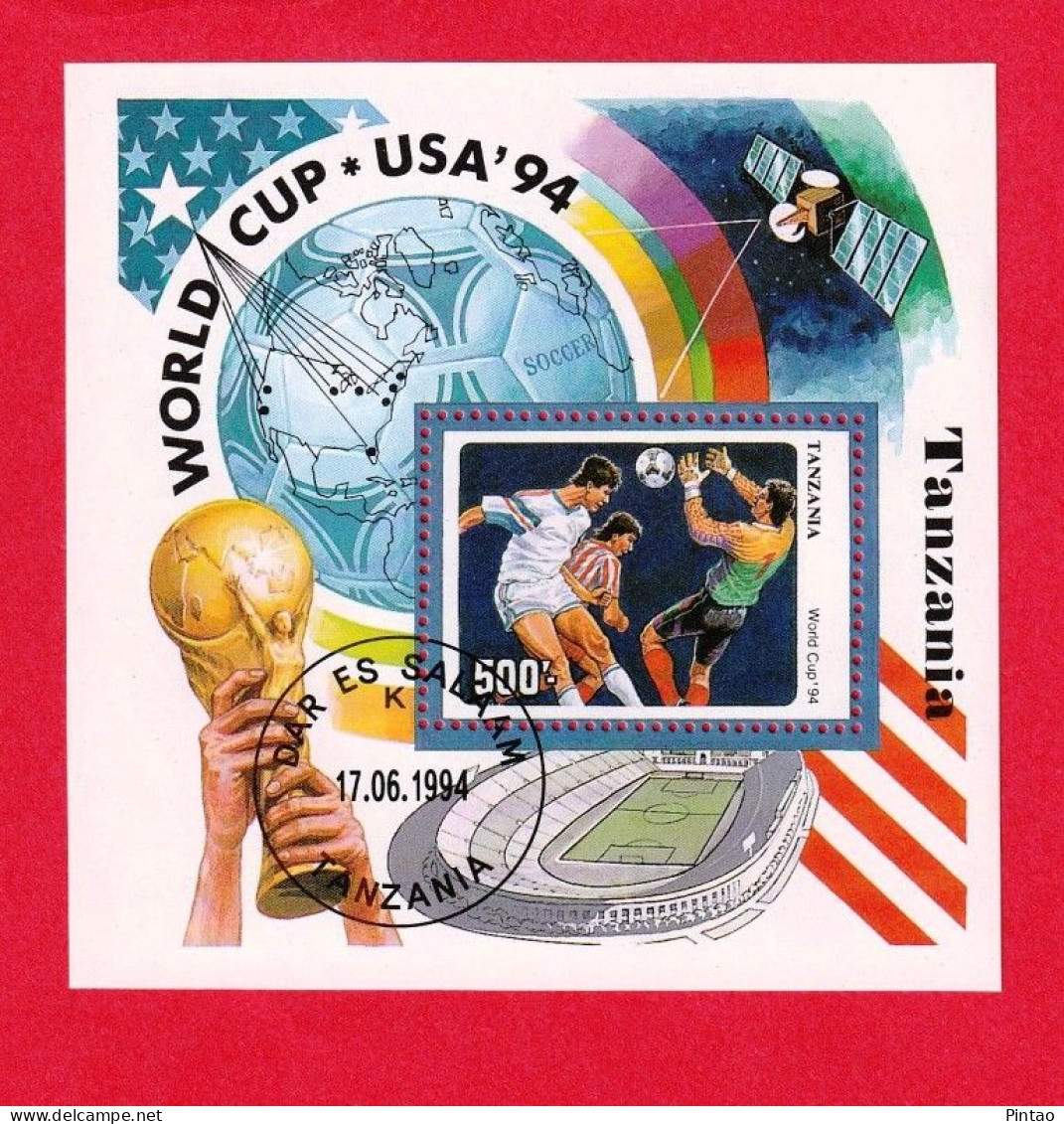 DPT1304v10r- TANZÂNIA 1994- CTO (MUNDIAL DE FUTEBOL EUA' 94)_ X10 - 1994 – USA