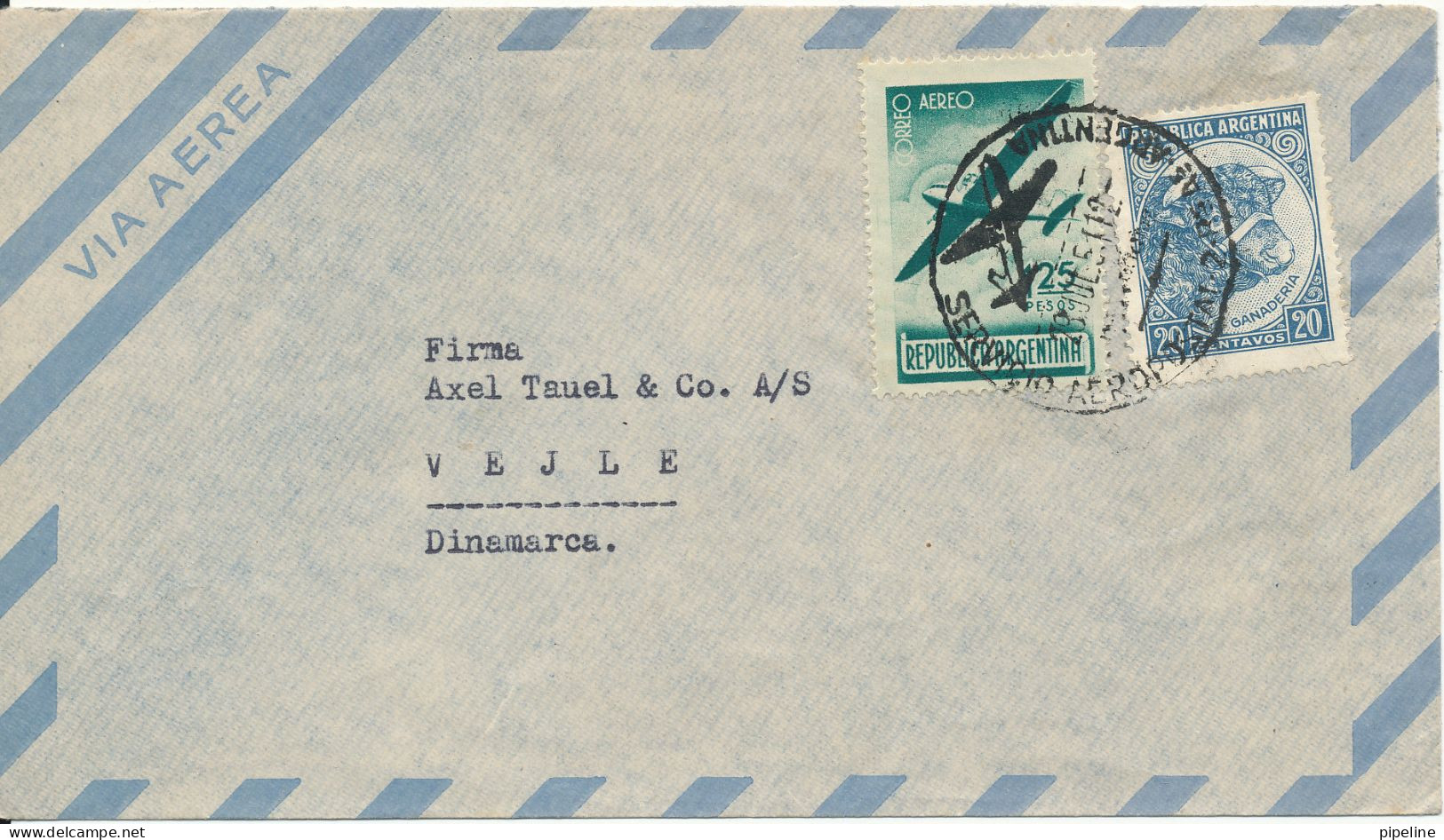 Argentina Air Mail Cover Sent To Denmark 29-7-1951 - Luchtpost