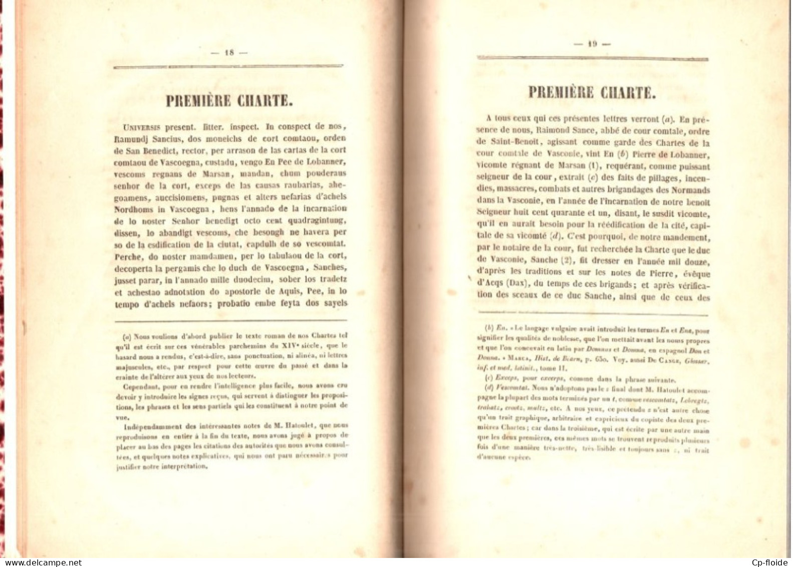 LIVRE . LANDES . " CHARTES DE LA VILLE DE MONT DE MARSAN " . VEUVE LECLERQ, IMPRIMEUR DE LA PRÉFECTURE - Réf. n°254L -