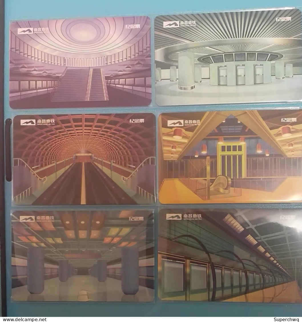 China Nanchang Metro One-way Card/one-way Ticket/subway Card,Subway Culture" Series Commemorative Ticket Card，6 Pcs - Mundo