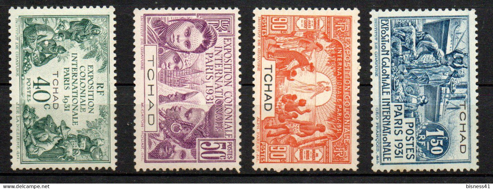 Col40 Colonie Tchad 1931 Expo Coloniale N° 56 à 59 Neuf XX MNH Luxe Cote : 48,00€ - Neufs