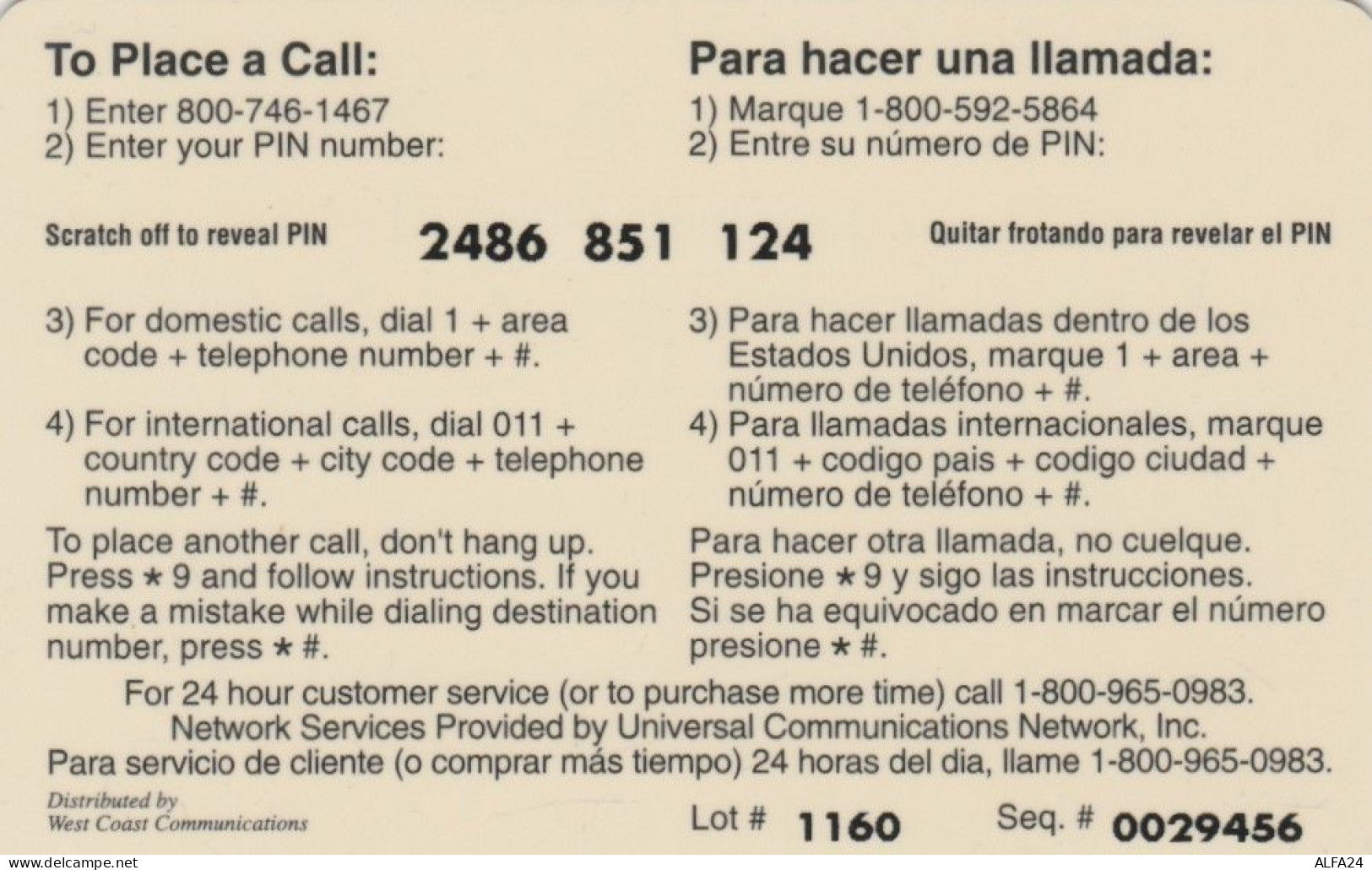 PREPAID PHONE CARD STATI UNITI (E47.1.5 - Sonstige & Ohne Zuordnung