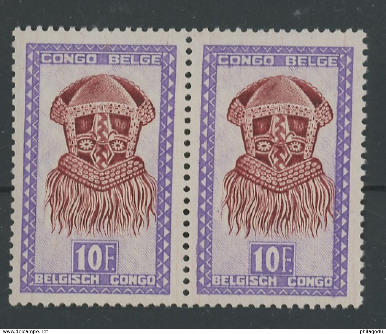 292 **. 10F Masque  ** Qualité Parfaite Postfris.   Cote  50,-€ Piece X 2 = 100-€. MNH - Unused Stamps