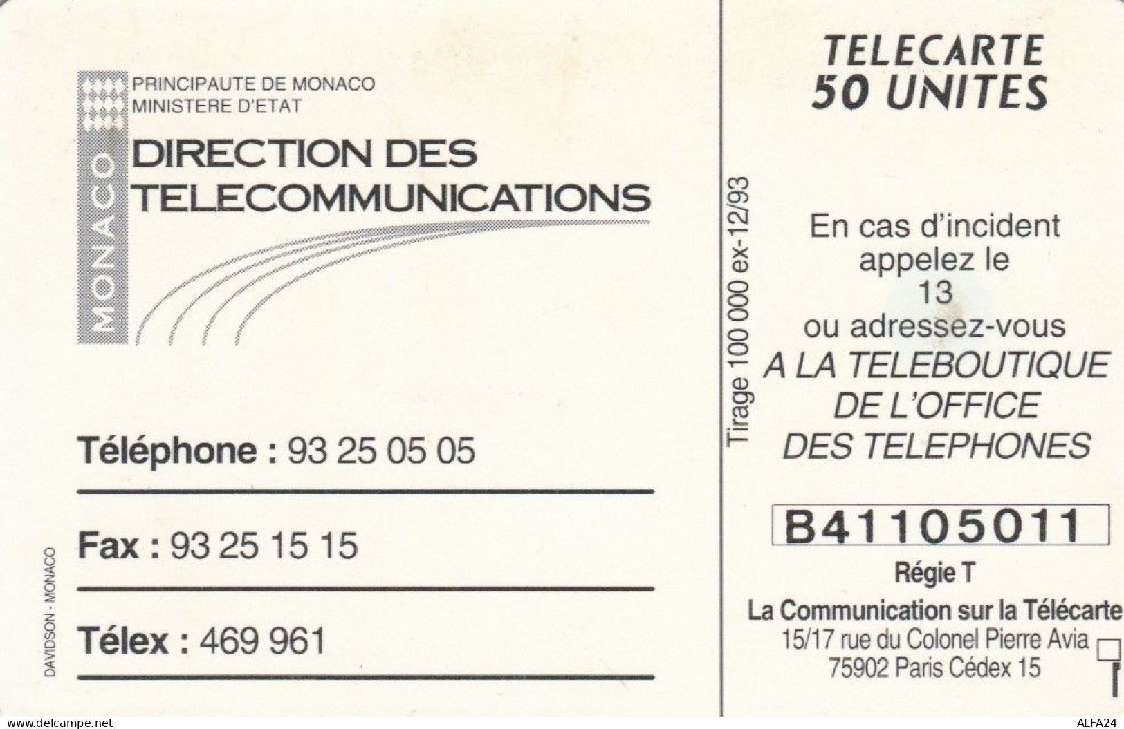 PHONE CARD MONACO (E62.9.3 - Monaco