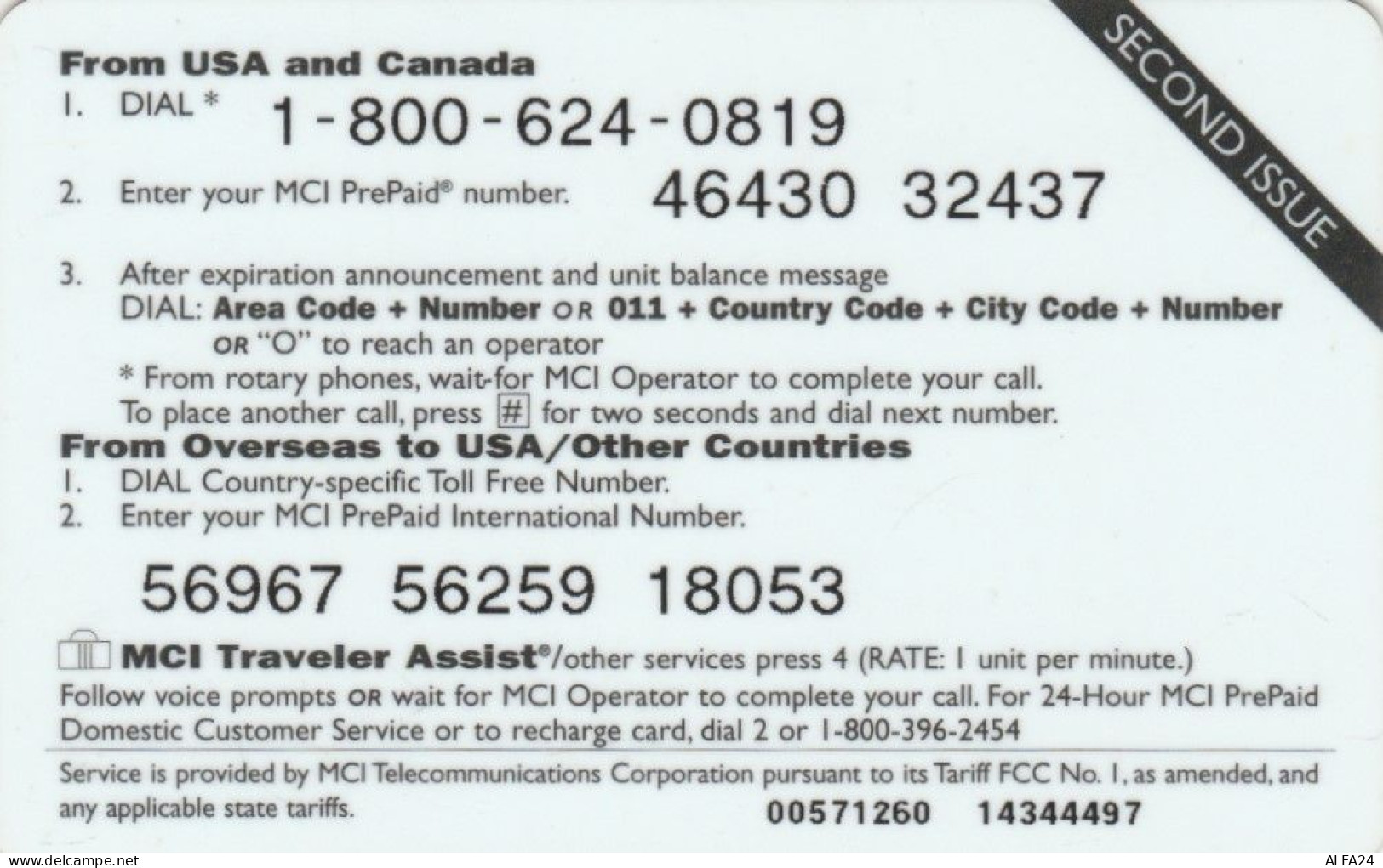 PREPAID PHONE CARD STATI UNITI MCI (E59.25.6 - Autres & Non Classés