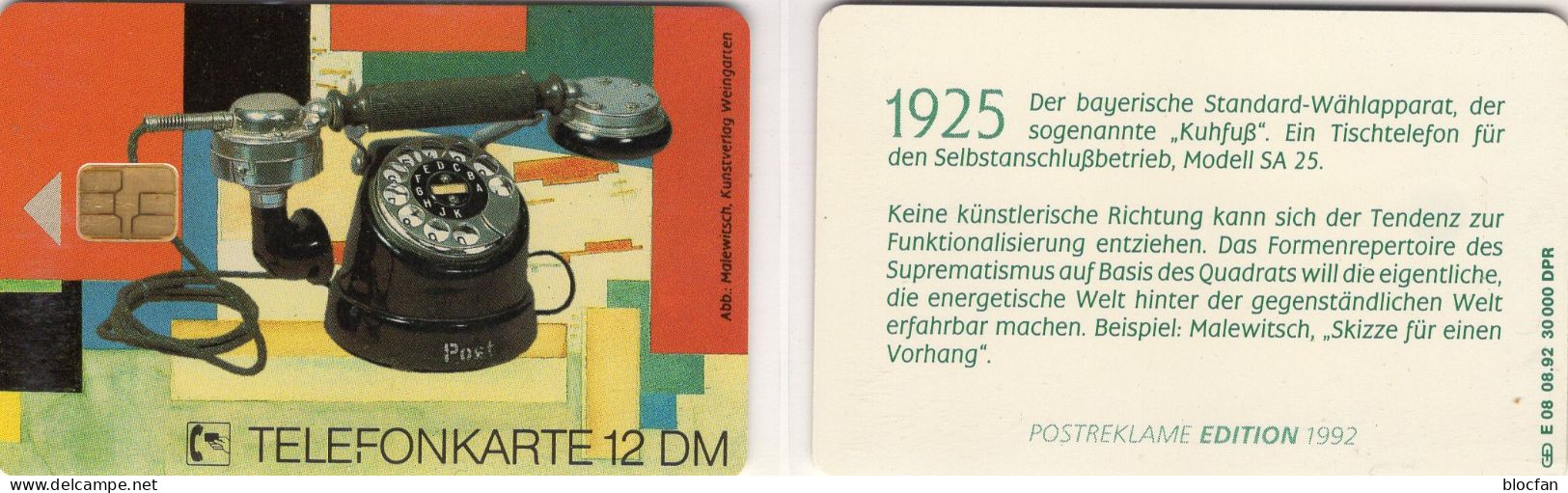 Wähl-Telefon 1925 TK E08/1992 30.000Expl.** 20€ Edition 2 Standard-Tischtelefon TC History Telefone On Phonecard Germany - Telefoni