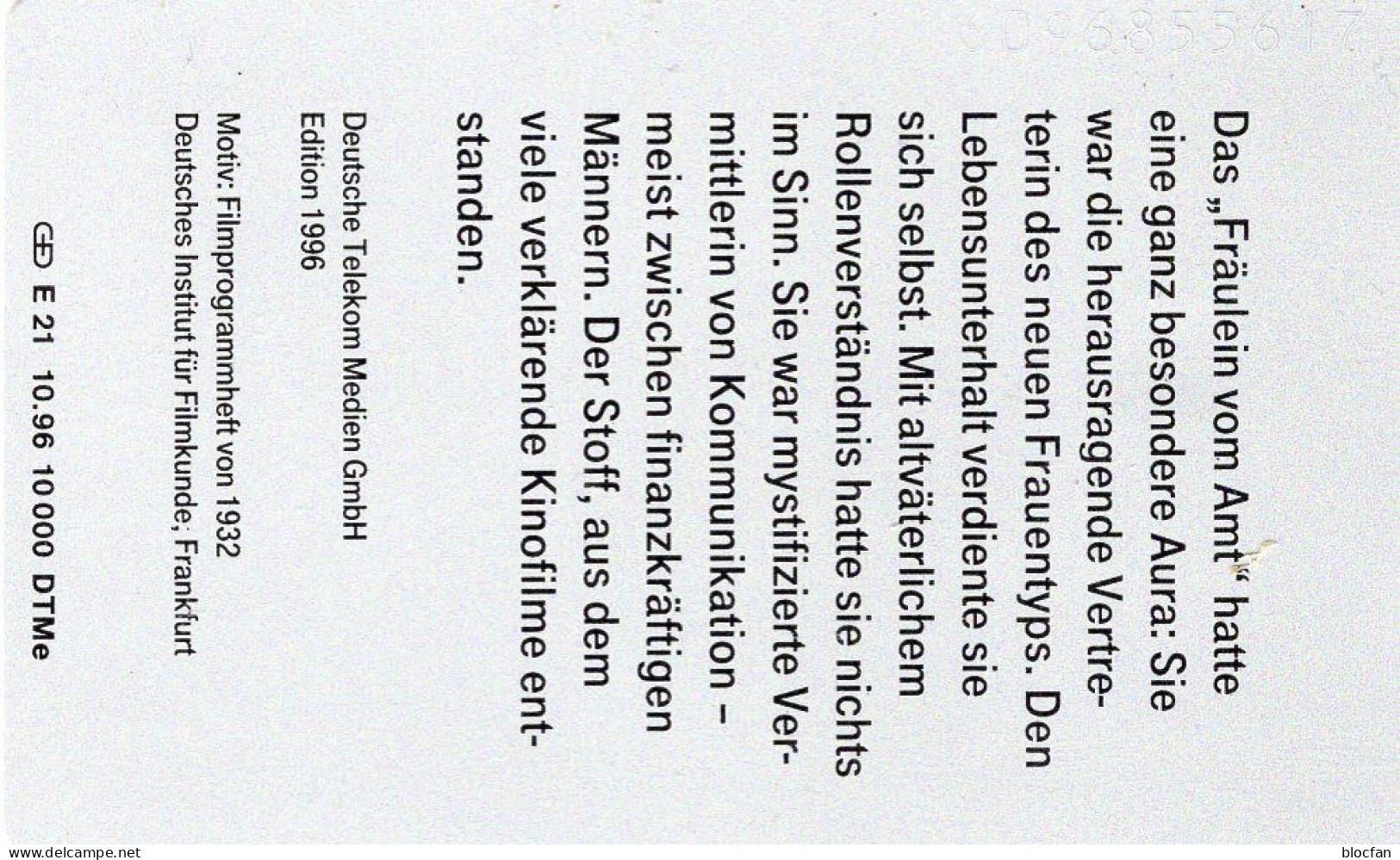 Telegrafen-Amt TK E21/1996 10.000 Expl.** 30€ Edition 6 Vermittlung In Berlin TC History Communication Phonecard Germany - E-Series : Edition - D. Postreklame