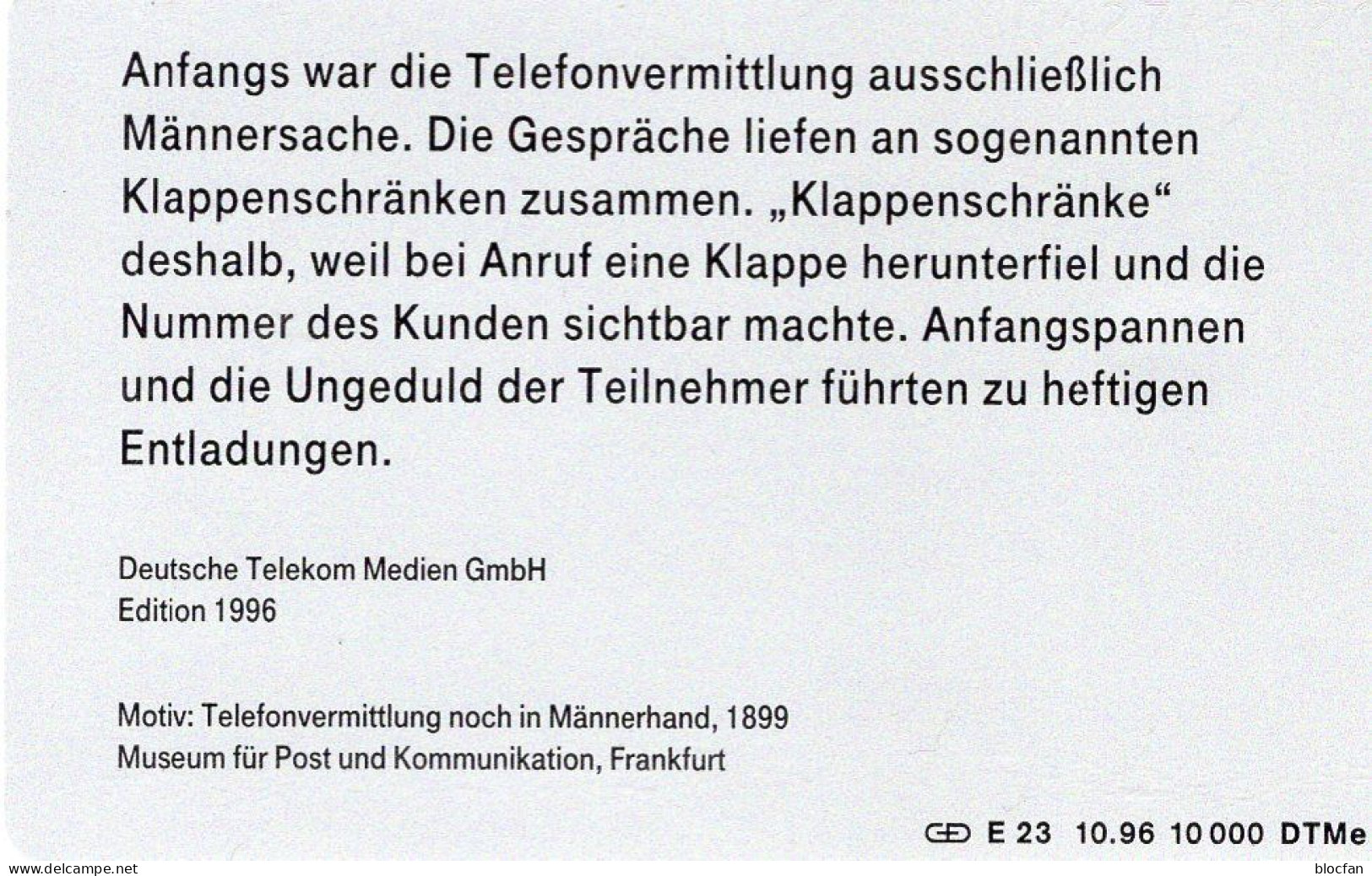 Vermittlungen TK E23/1996 10.000Expl.** 30€ Edition 6 Männer Im Fernsprechamt TC History Communication Phonecard Germany - E-Series : D. Postreklame Edition