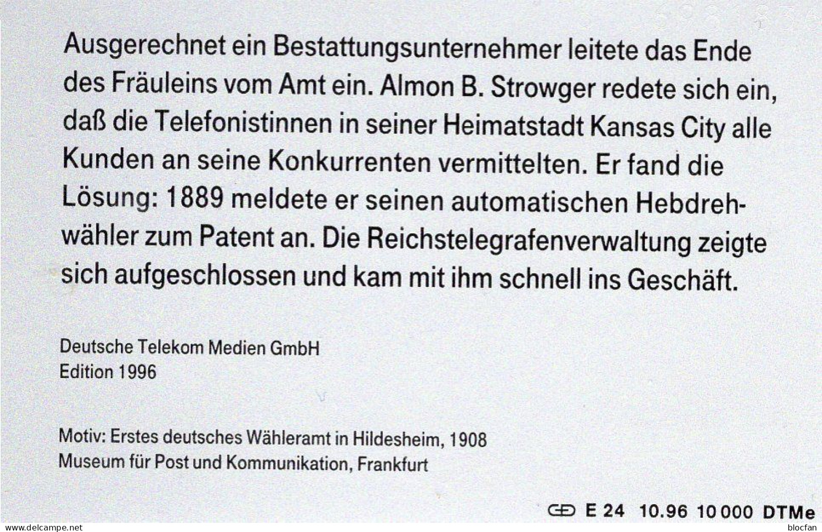 Amt-Vermittlungen TK E24/1996 10.000 Expl.** 30€ Edition 6 Fraülein Vom Amt TC History Communication Phonecard Germany - E-Series : D. Postreklame Edition