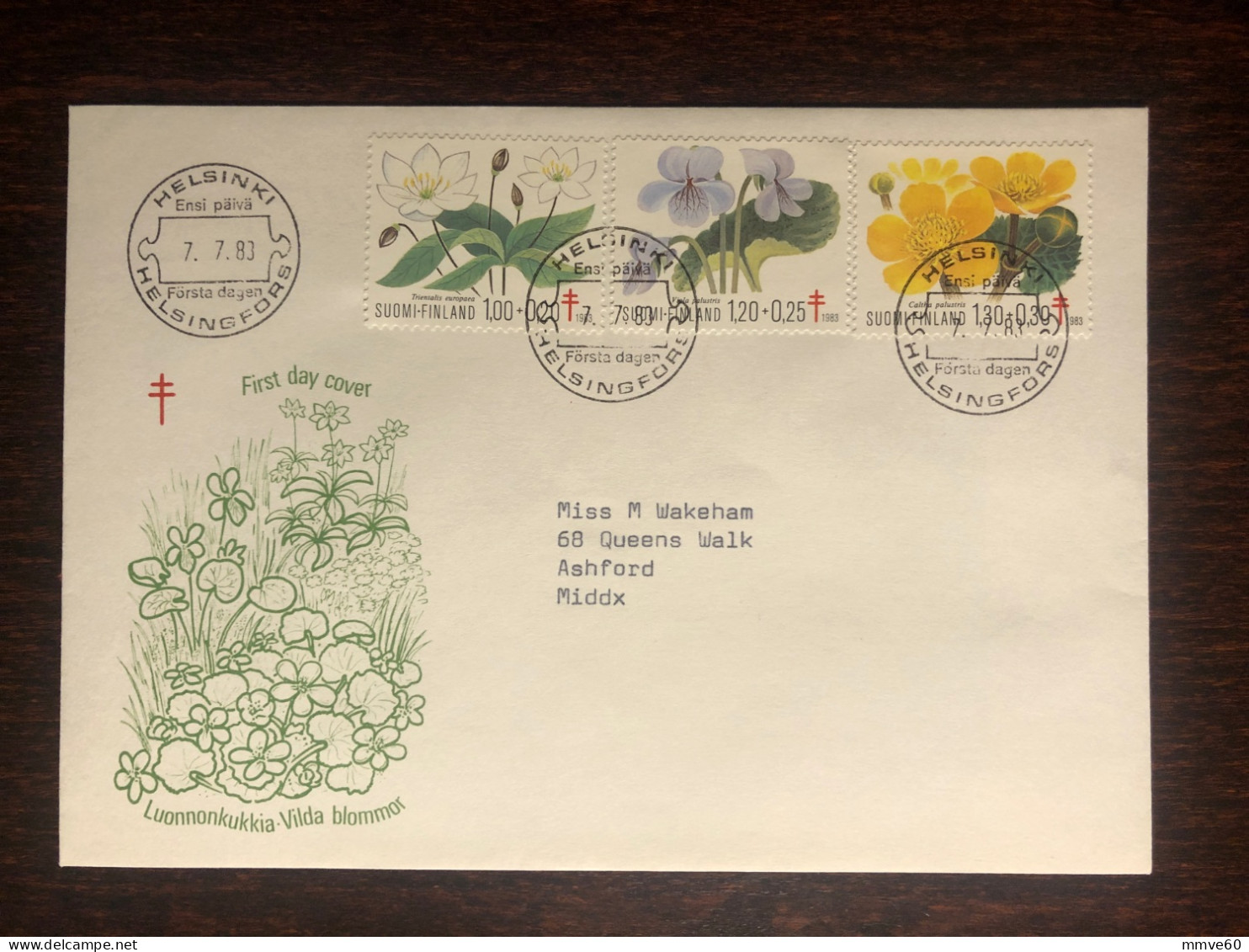 FINLAND FDC 1983 YEAR  TUBERCULOSIS TBC MEDICINAL PLANTS FLOWERS HEALTH MEDICINE - Covers & Documents