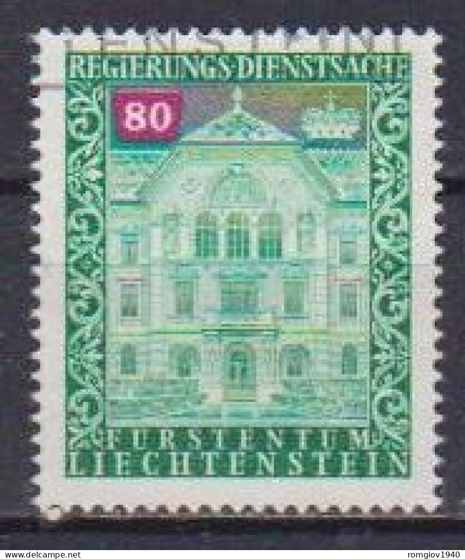 LIECHTENSTEIN 1976  SERVIZIO  PALAZZO DEL GOVERNO A VADUZ  UNIF.63  USATO VF - Dienstmarken