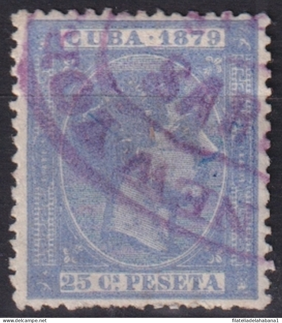 1879-217 CUBA ANTILLES SPAIN 1879 ALFONSO XII 25c SARATOGA STEMSHIP CANCEL.  - Prefilatelia