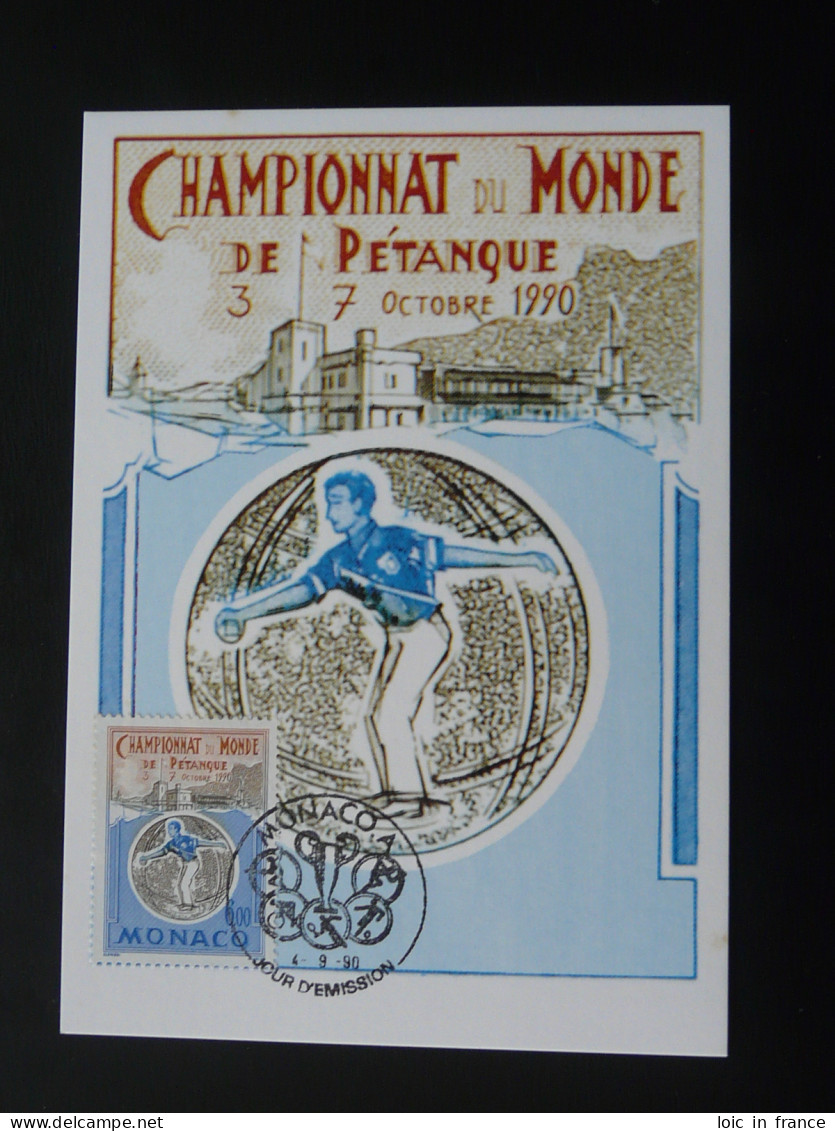 Carte Maximum Card Championnat Du Monde Pétanque Monaco 1990 - Bocce