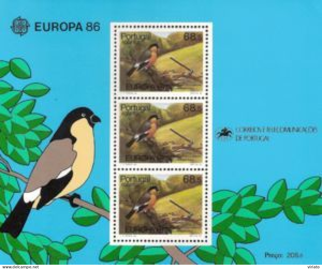 Açores 1986 (MNH) (Mi BL7) - Azores Bullfinch (Pyrrhula Murina) - Verzamelingen, Voorwerpen & Reeksen