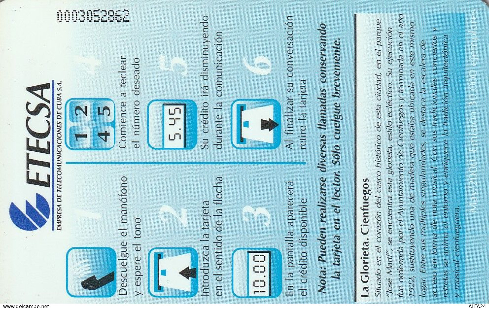 PHONE CARD CUBA  (E74.9.8 - Cuba