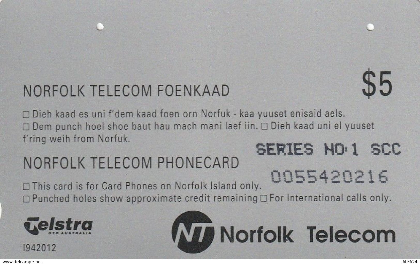 PHONE CARD ISOLE NORFOLK  (E73.32.1 - Ile Norfolk