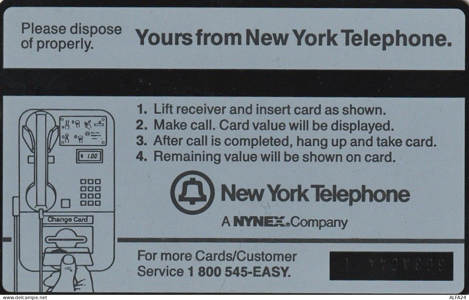 PHONE CARD STATI UNITI NYNEX (E82.24.5 - [1] Tarjetas Holográficas (Landis & Gyr)