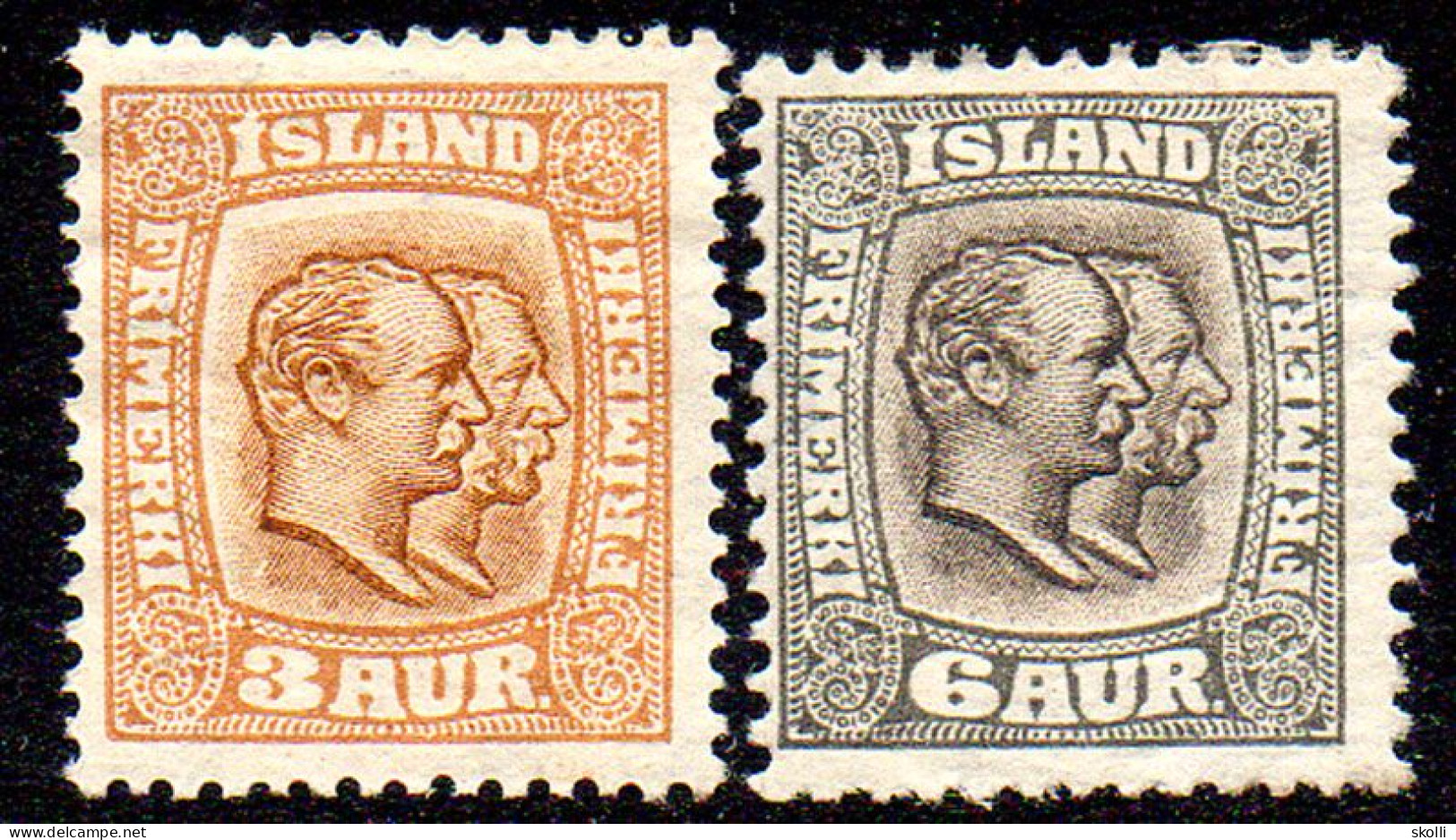 ICELAND. 1907-08. Two Kings. - Ungebraucht