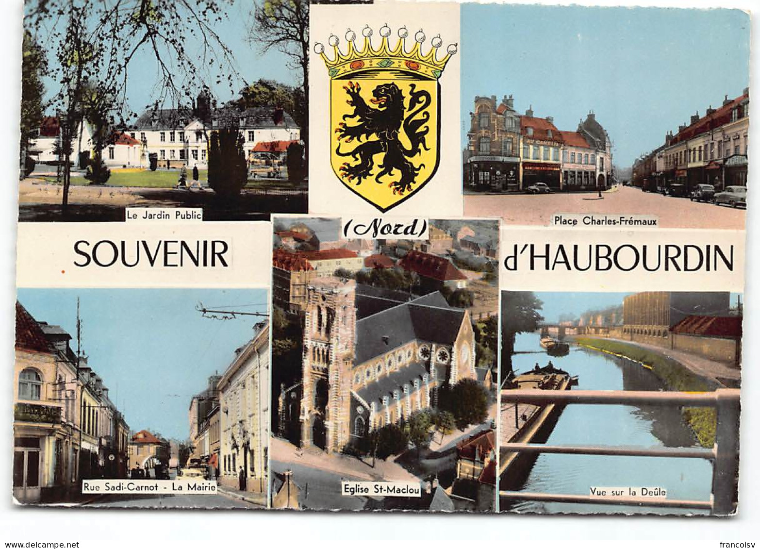 HAUBOURDIN  Souvenir D' - Multivues Blason  (Péniches, Mairie, Place Fremaux) Edit Cim  - Haubourdin