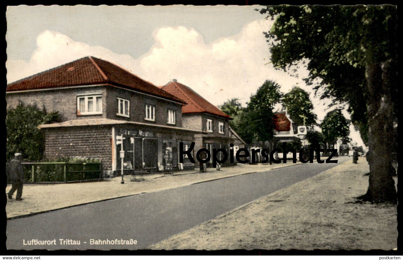 ÄLTERE POSTKARTE LUFTKURORT TRITTAU BAHNHOFSTRASSE BP TANKSTELLE BRITISH PETROLEUM Filling Petrol Station De Service AK - Trittau