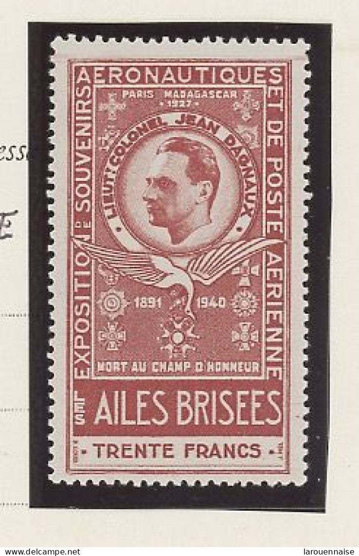 VIGNETTE -1947 - EXPO - PHILATELIQUE- POSTE AÉRIENNE - N*- JEAN DAGNAUX - Briefmarkenmessen