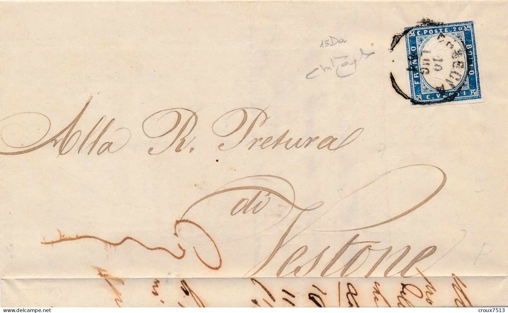 1861 LAC Pour Vestone Signée Raybaudi. - Sardinien