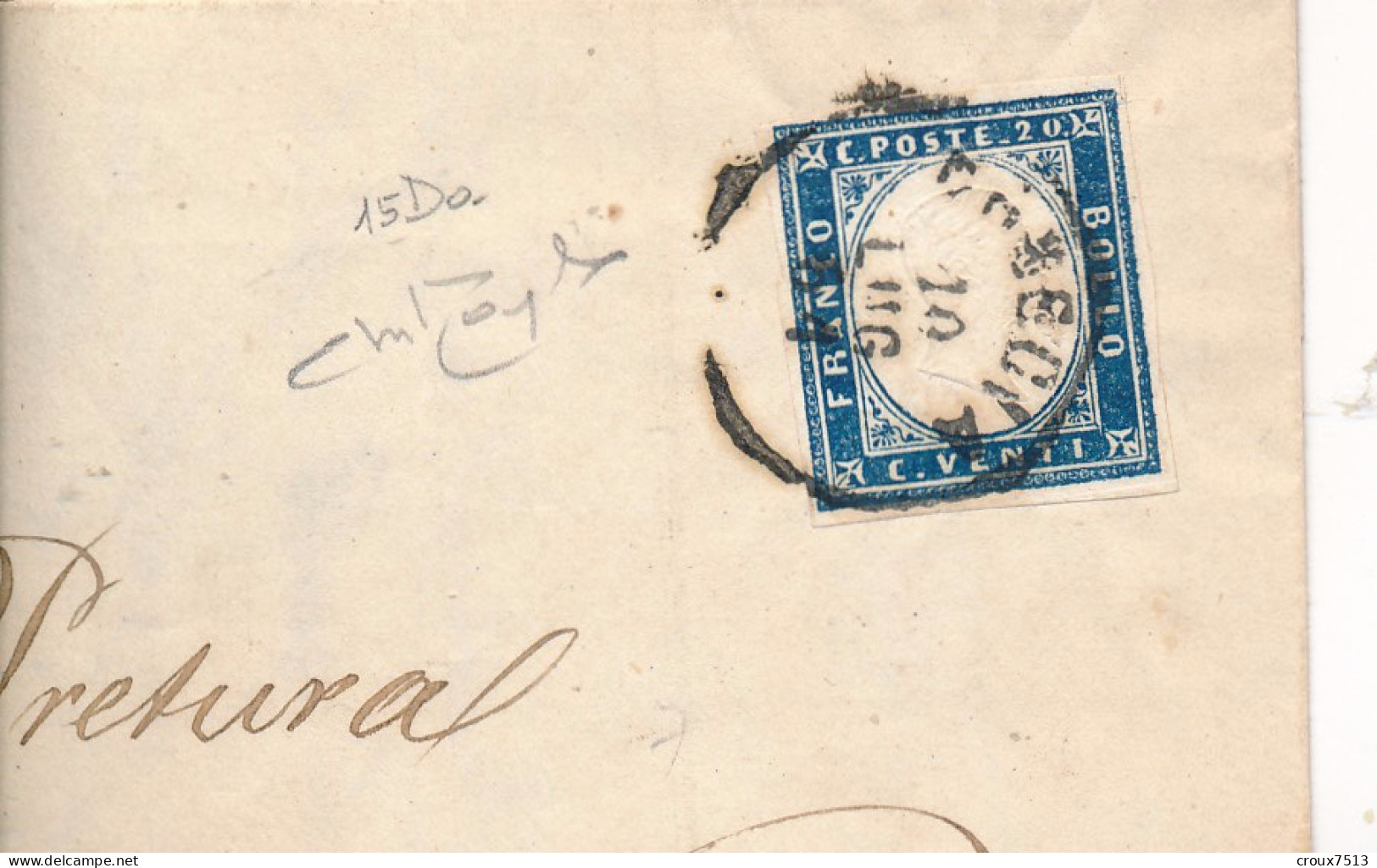 1861 LAC Pour Vestone Signée Raybaudi. - Sardinien