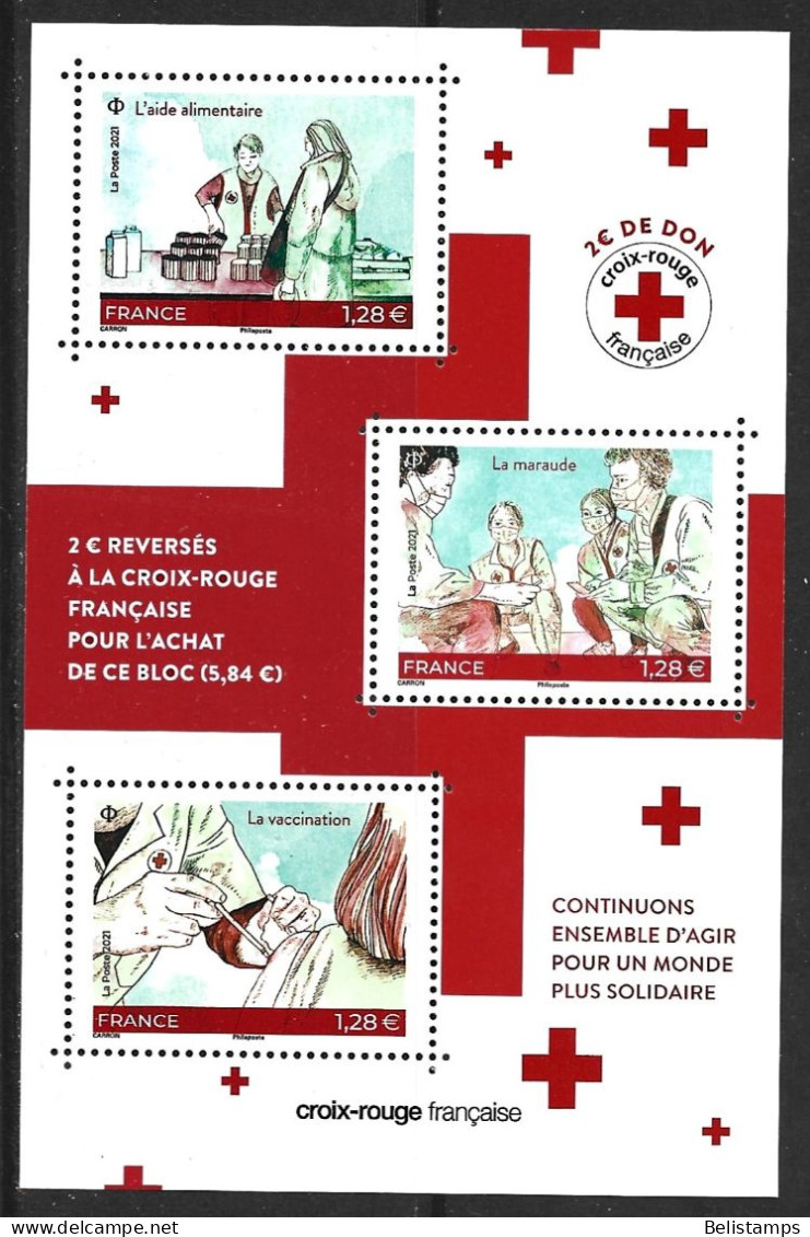 France 2021. Scott #B819 (MNH) Red Cross  (Complete Souvenir Sheet) - 1960-.... Postfris