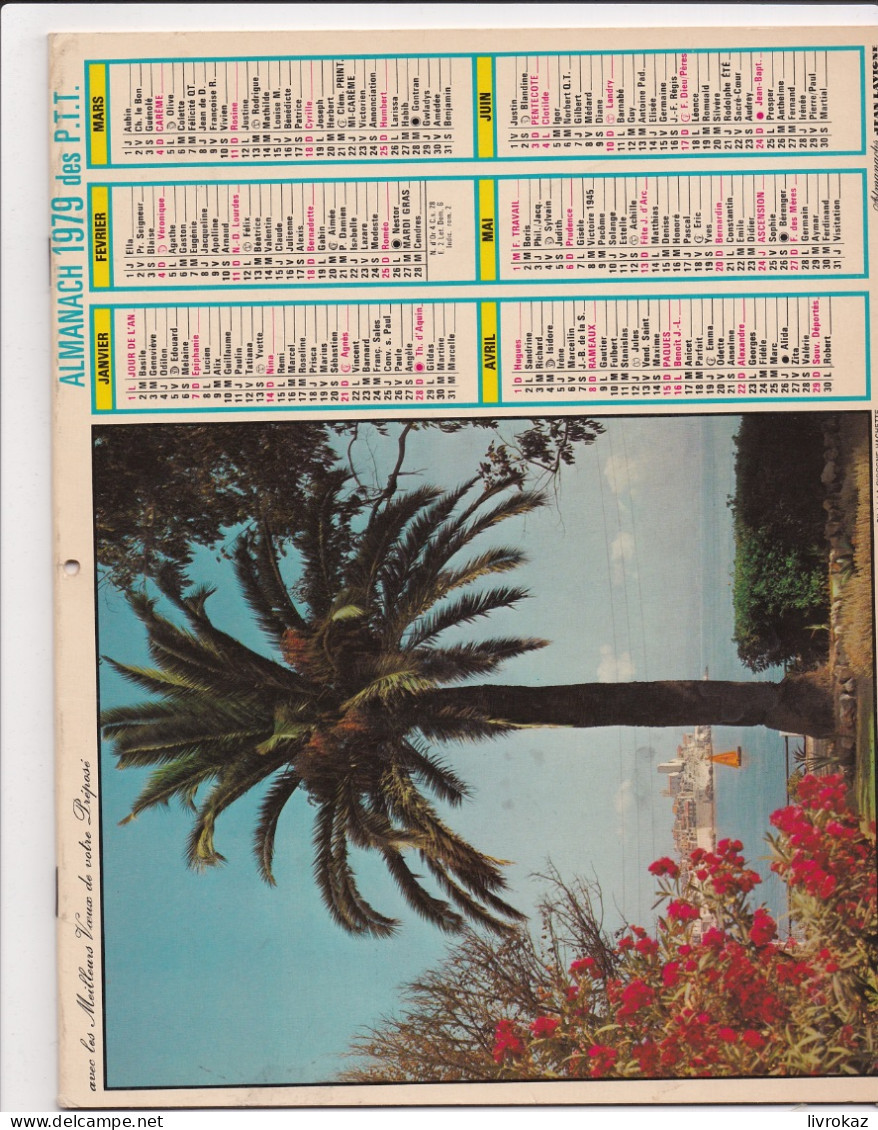 Almanach Des PTT 1979, Antibes, Alpes Maritimes, Palmier - Grossformat : 1971-80