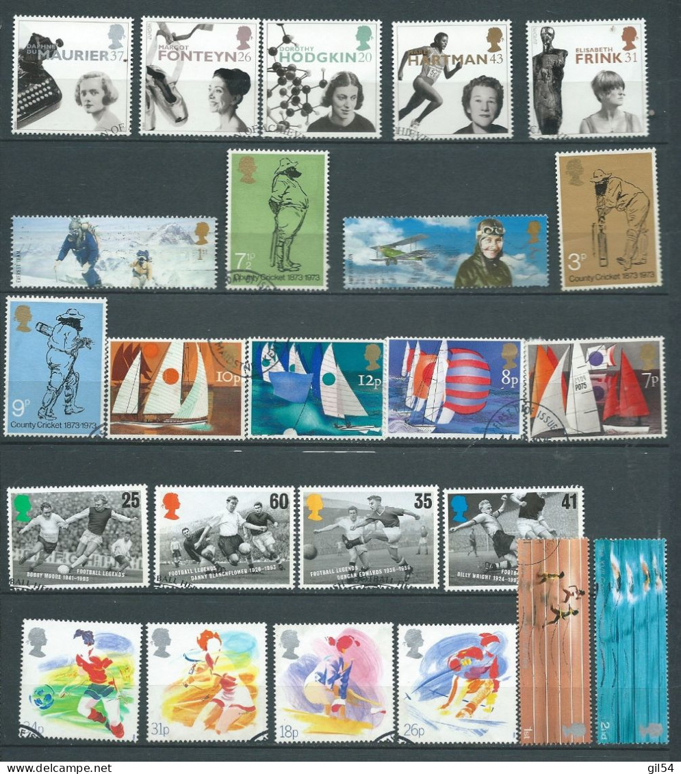 LOT DE 29 TIMBRES DE GRANDE BRETAGNE  Oblitérés, Famille Royale , Héros  Sports Divers -  Aab30503 - Other & Unclassified