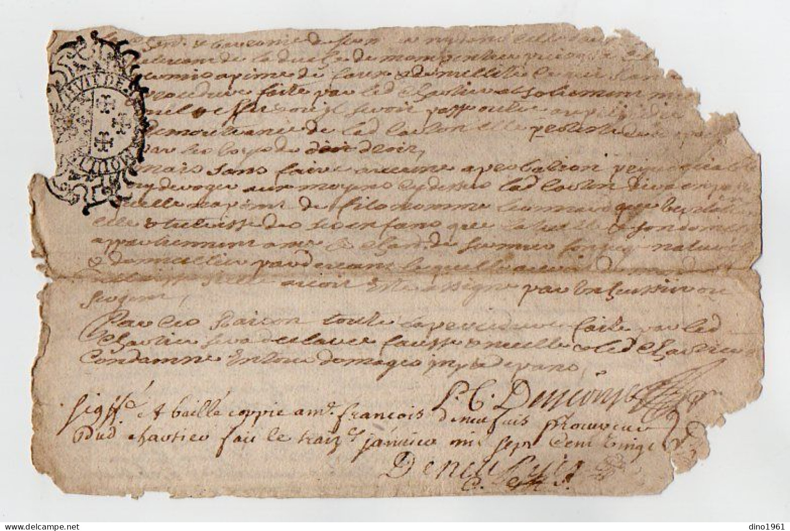 VP22.888 - Cachet De Généralité De MOULINS - Acte De 1720 - Algemene Zegels