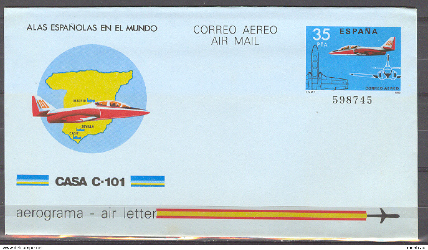 España - Aerograma N. 206 - 1983 - Casa C-101 - 1931-....