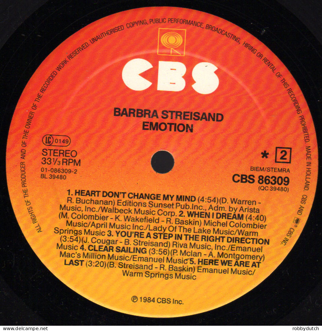 * LP *  BARBRA STREISAND - EMOTION (Europe 1984 EX) - Disco, Pop