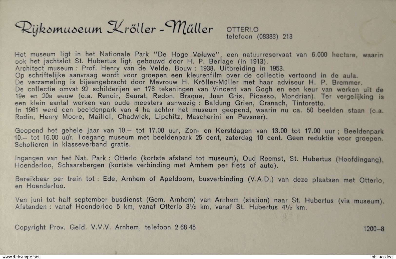 Otterlo (Gem. Ede) Reklamekaart Museum Roller - Muller 19?? - Ede