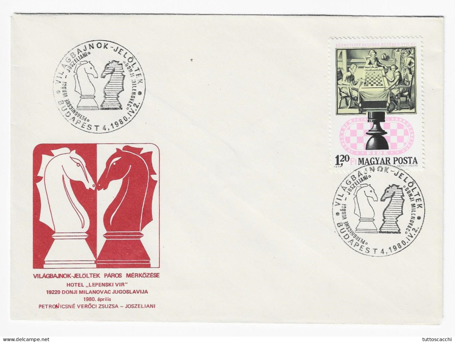 CHESS Hungary 1980 Budapest - Chess Cancel On Commemorative Envelope, Chess Stamp - Echecs