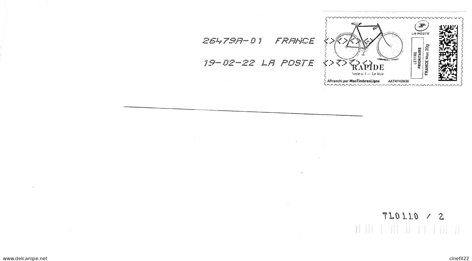 France, Montimbrenligne Vélo, Cycle, Bicyclette, 2022 - Timbres à Imprimer (Montimbrenligne)