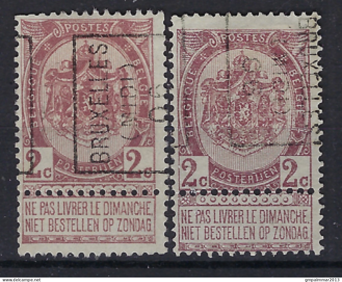 Wapenschild Nr. 55 Voorafgestempeld Nr. 811 A + B   BRUXELLES (MIDI) 06 ;  Staat Zie Scan ! LOT 264 - Roller Precancels 1900-09