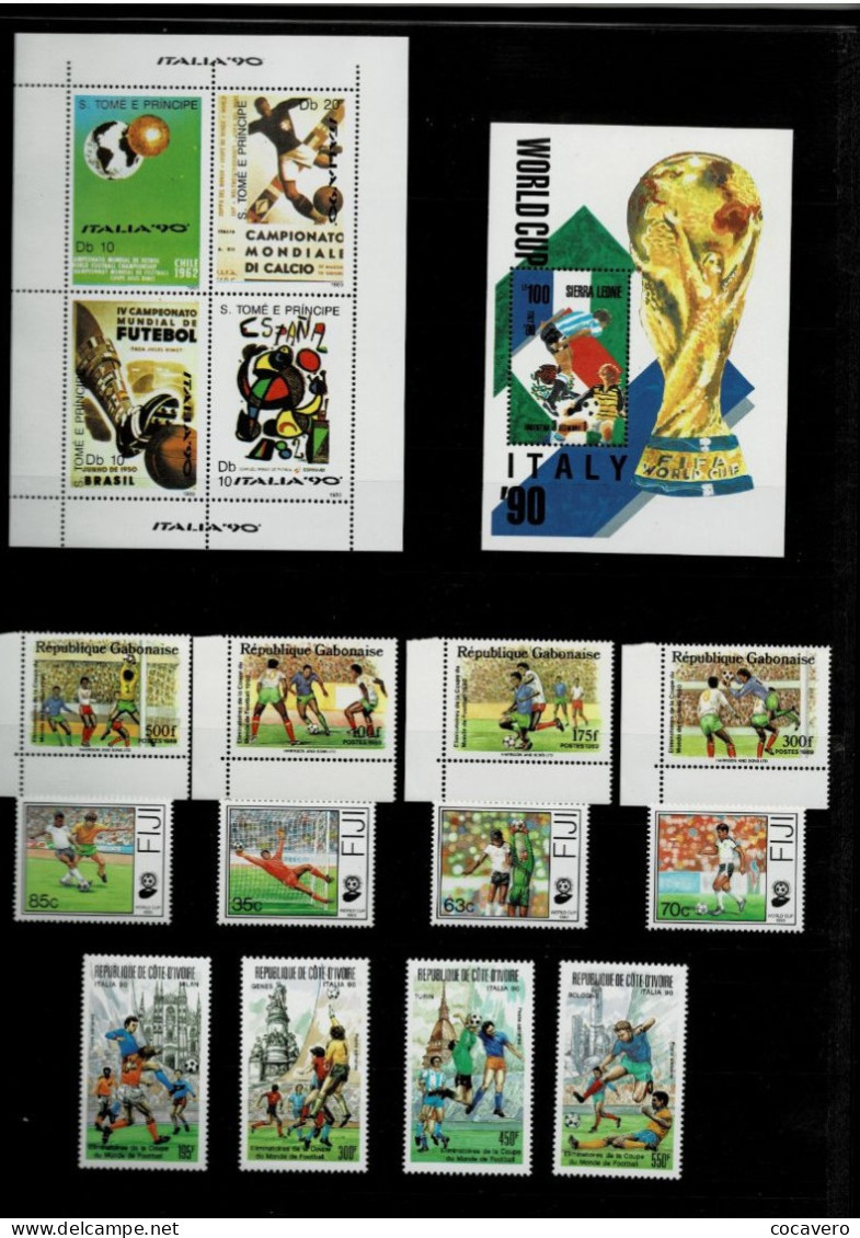 FUTBOL SOCCER WORLD CUP - BIG LOT 82 STAMPS, 16 SOUVENIRS, 3 ENVELOPES FROM 23 DIFFERENT COUNTRIES - Autres & Non Classés