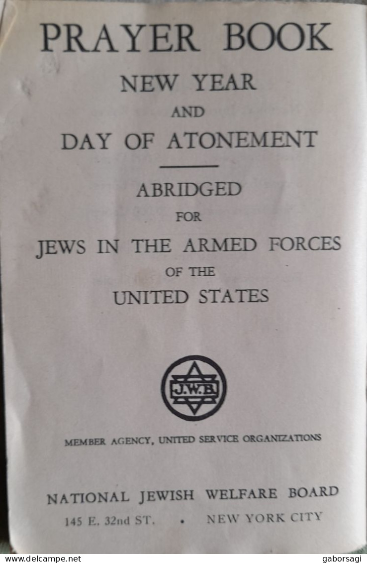 Prayer Book- New Year And Atonement - Abridged For Jews In The Armed Force Of The United States - Giudaismo