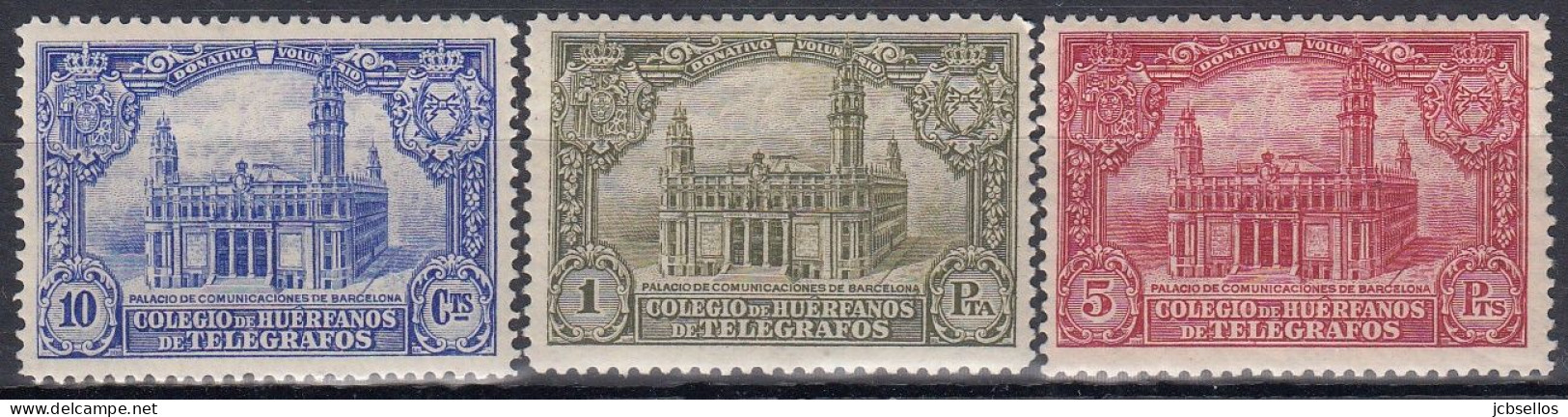 ESPAÑA BENEFICENCIA TELEGRAFOS 1935 Nº 7/9 NUEVO (SIN FIJASELLOS) (REF.01) - Charity