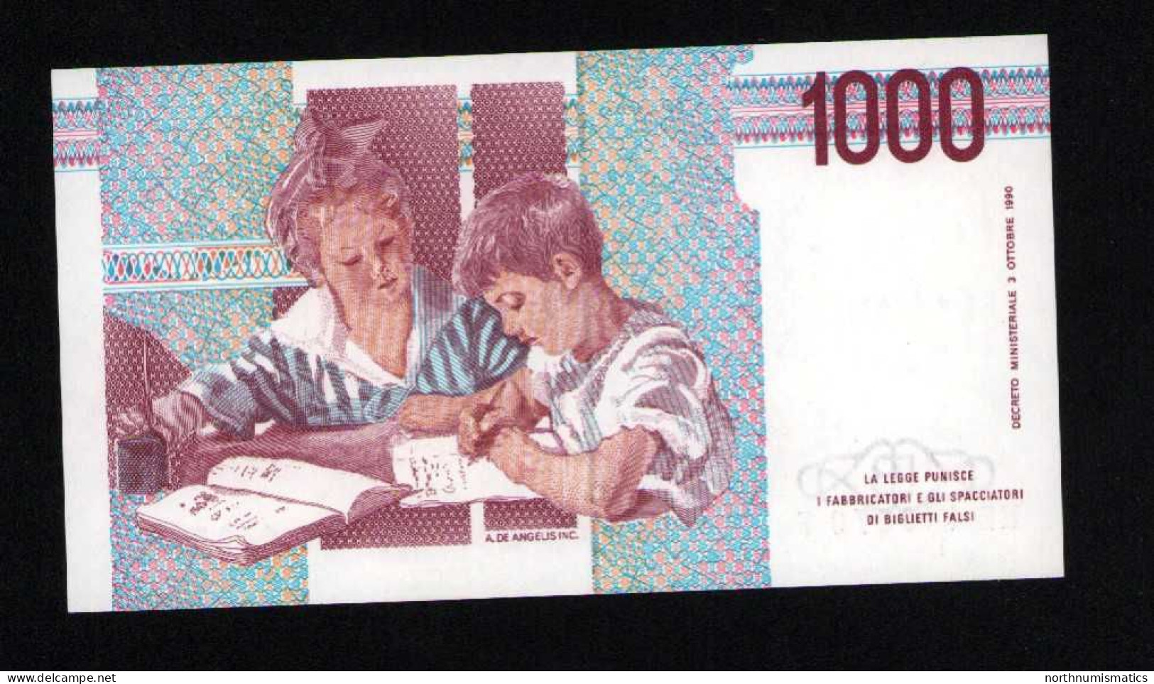 Italy 1000 Lire Unc 3 October1990 Prefix TD---B - Autres & Non Classés