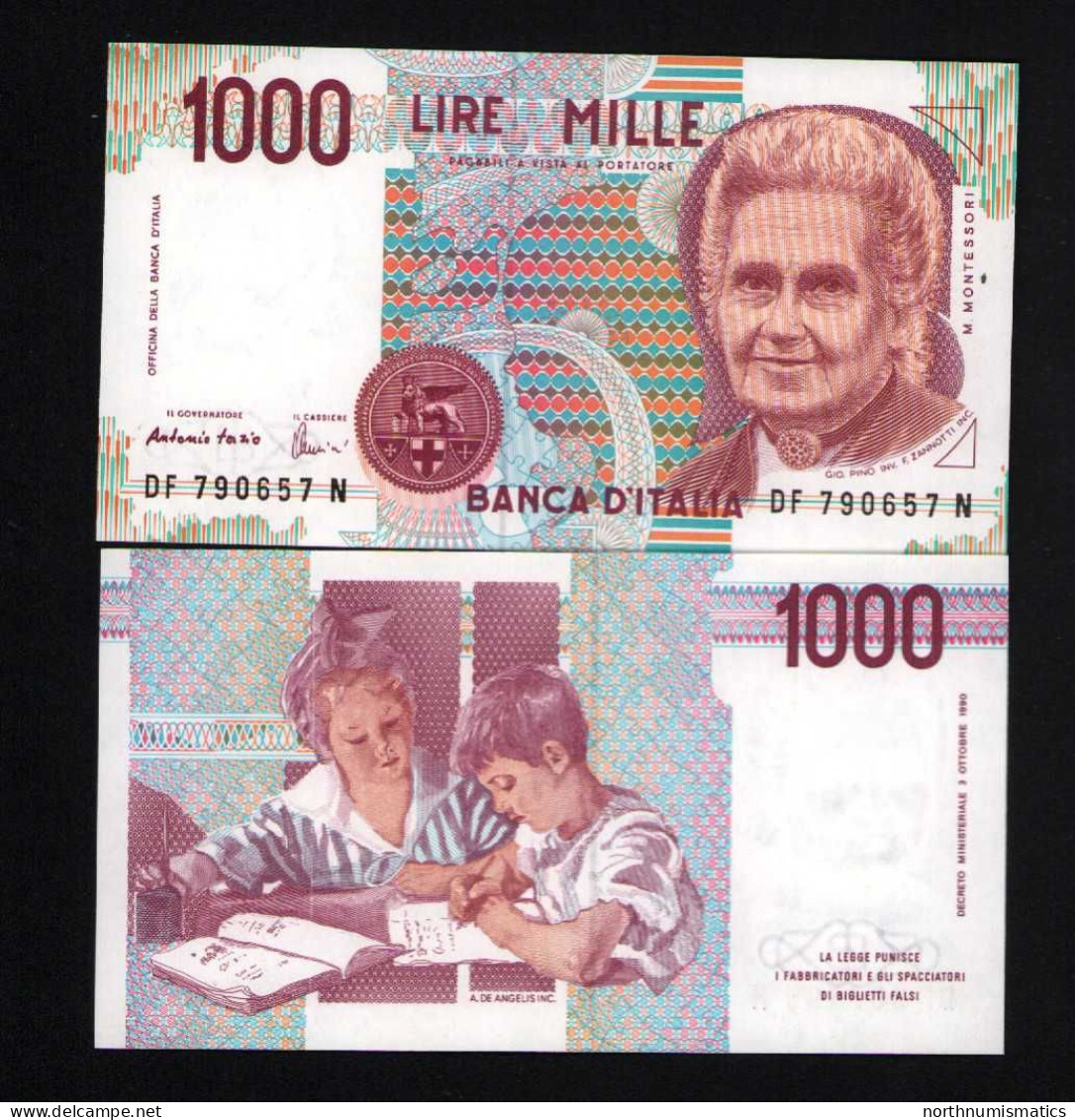 Italy 1000 Lire Unc 3 October1990 Prefix DF---N - Andere & Zonder Classificatie