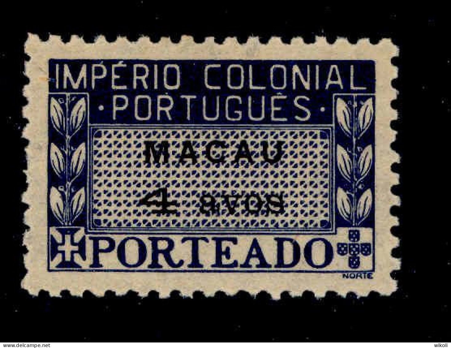 ! ! Macau - 1947 Postage Due 4 A - Af. P 36 - MH (cb 132) - Timbres-taxe
