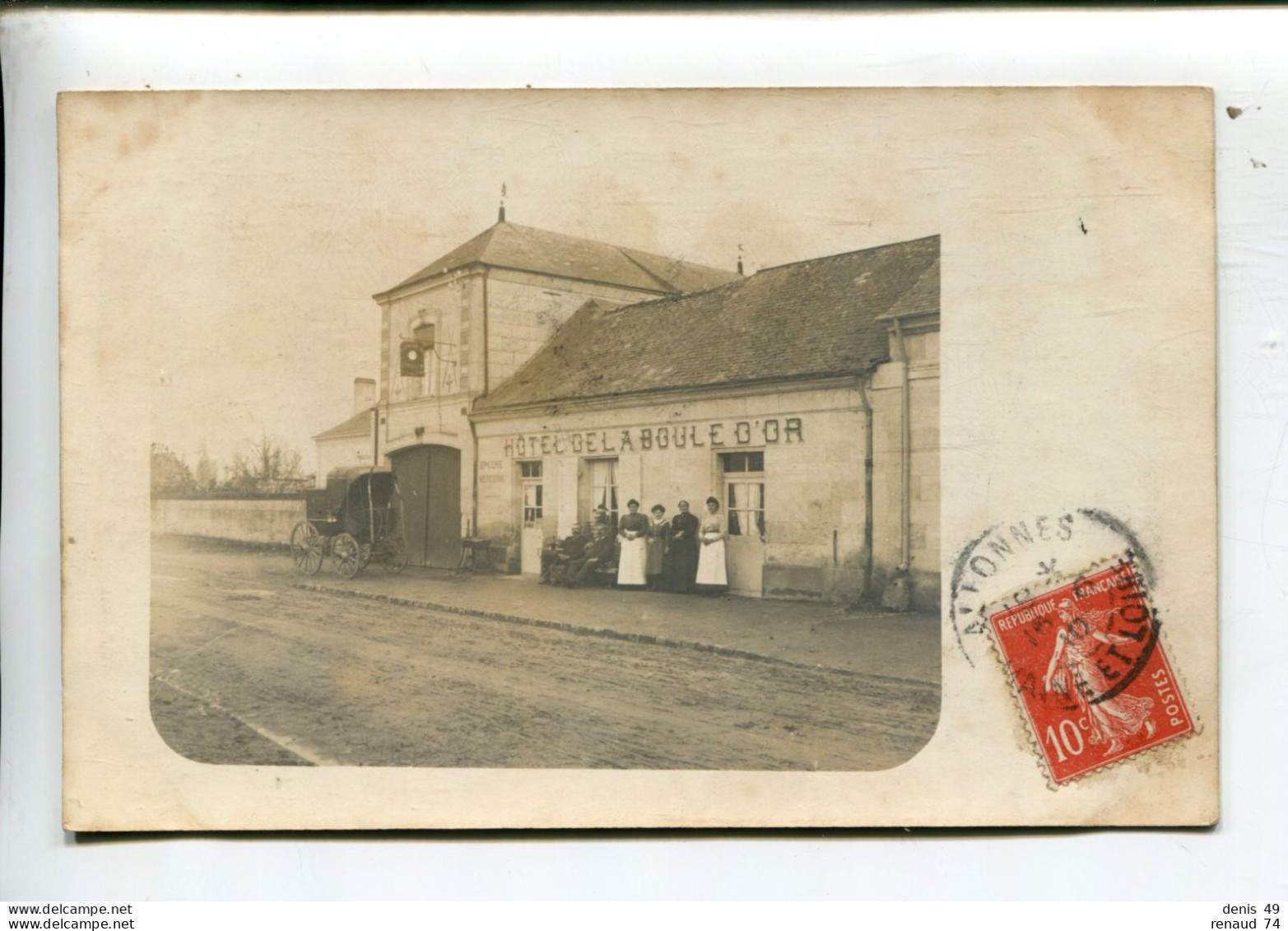 Allonnes Carte Photo Originale Hôtel  De La Boule D'Or - Allonnes