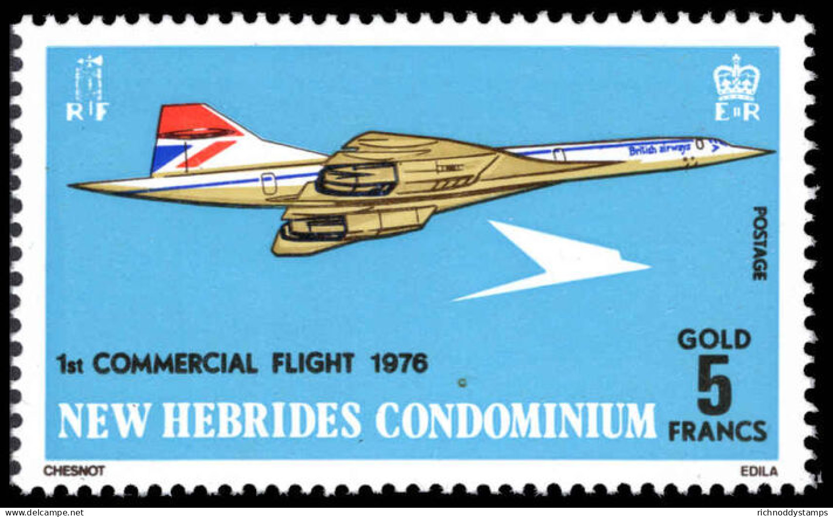 New Hebrides 1976 First Commercial Flight Of Concorde Unmounted Mint. - Neufs