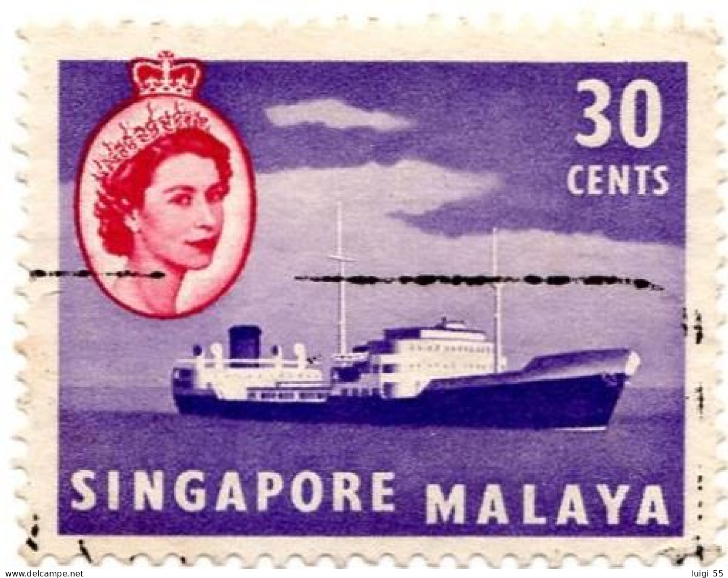 SINGAPORE - MALAYA - 1955 - Regina Elisabetta II - Navi _usato - Singapour (...-1959)