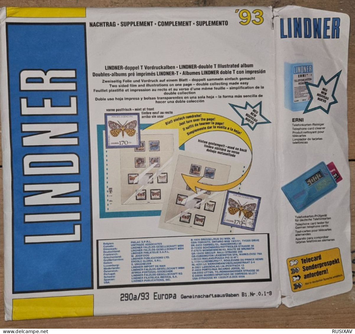 Europe Europa Millésime 1993 Timbre Neuf , Feuille LINDNER Comprise 290a/93 Europa B1.Nr .o ,1-9 - 1993